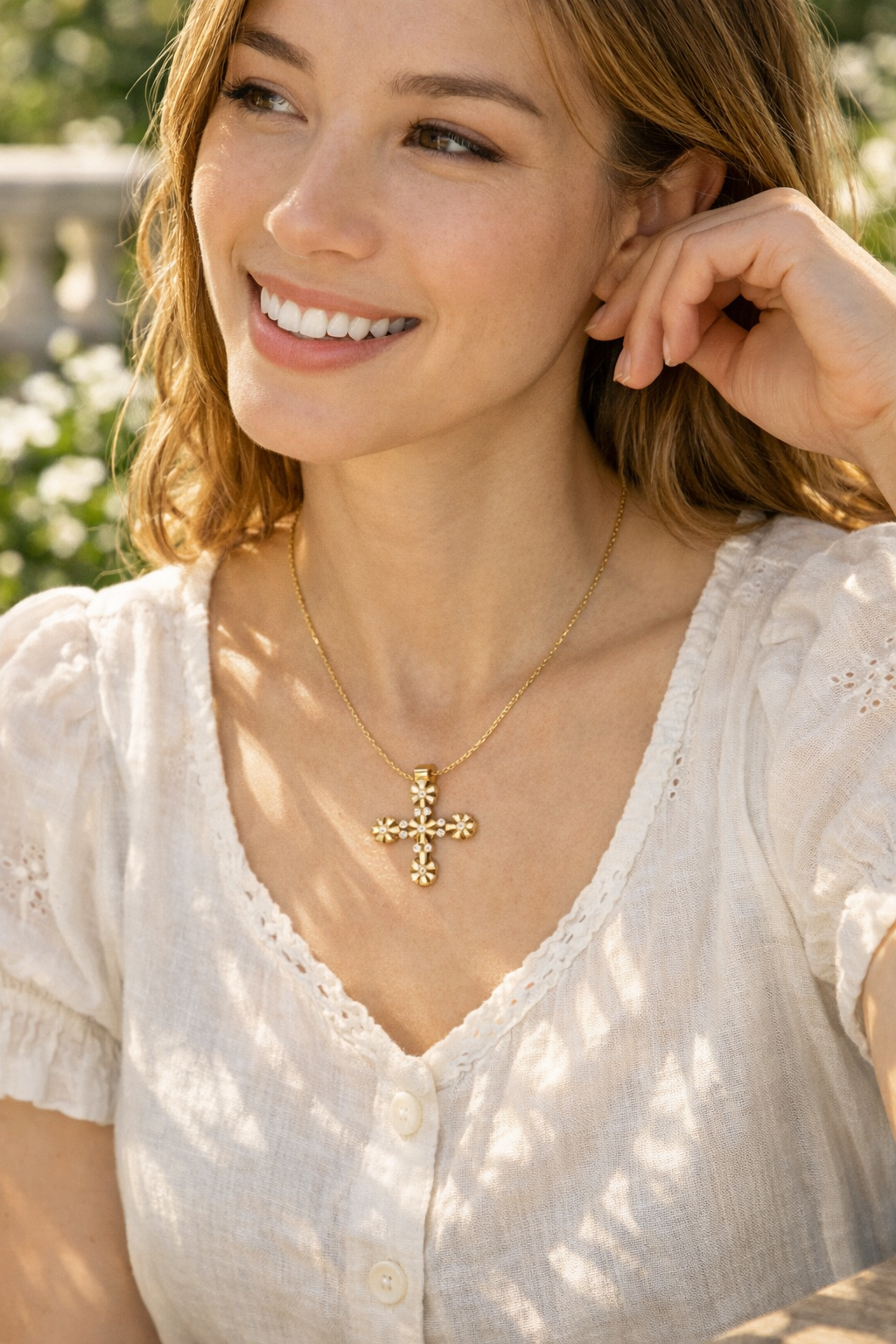 Serapha Floral Cross Necklace