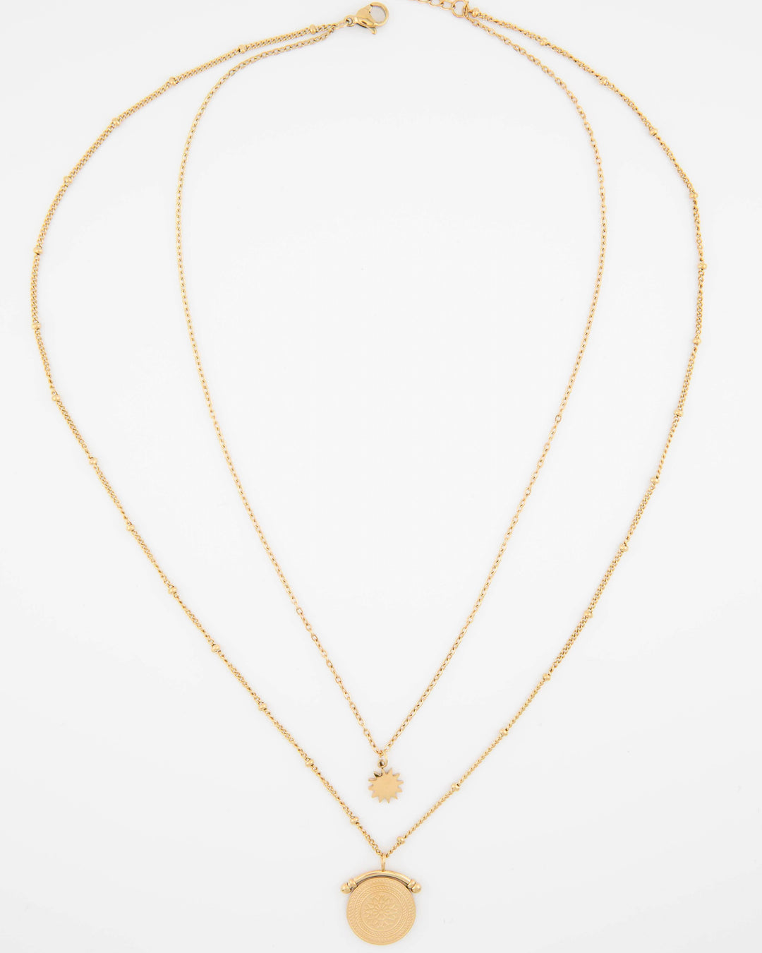 Lyra Sun Medallion Layered Necklace