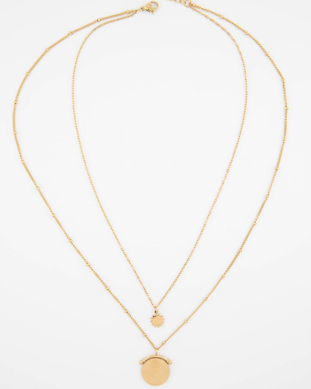 Lyra sun medallion layered necklace