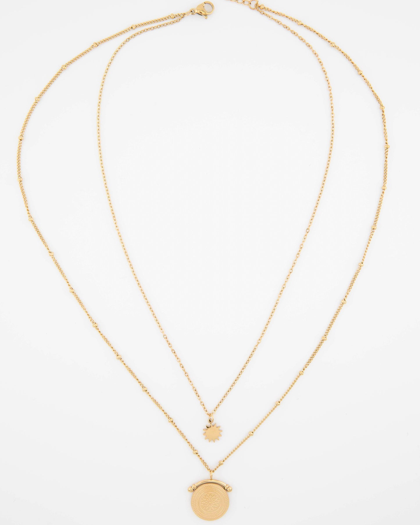 Lyra Sun Medallion Layered Necklace